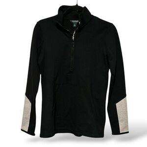 > Lauren Ralph Lauren Athletic Monogrammed Zip-Up Jacket Color Block Sleeve Sz M